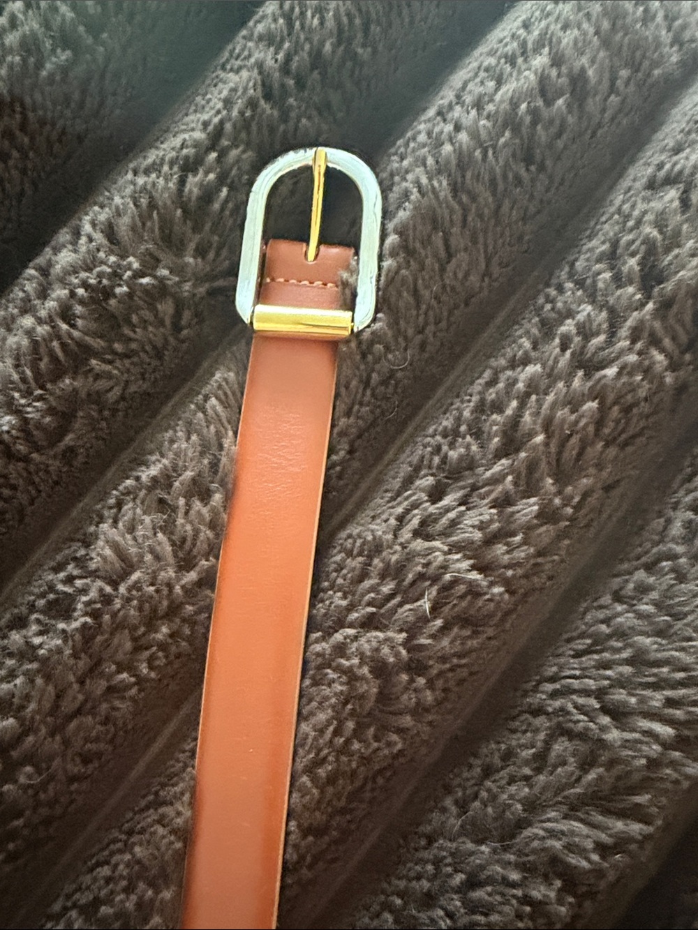 Dehanche Classic Women's Tan Leather Belt with Gold Buckle